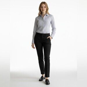 J. McLaughlin Stripe Cotton Baby Blue Polka dot Fitted Button Down Shirt Small